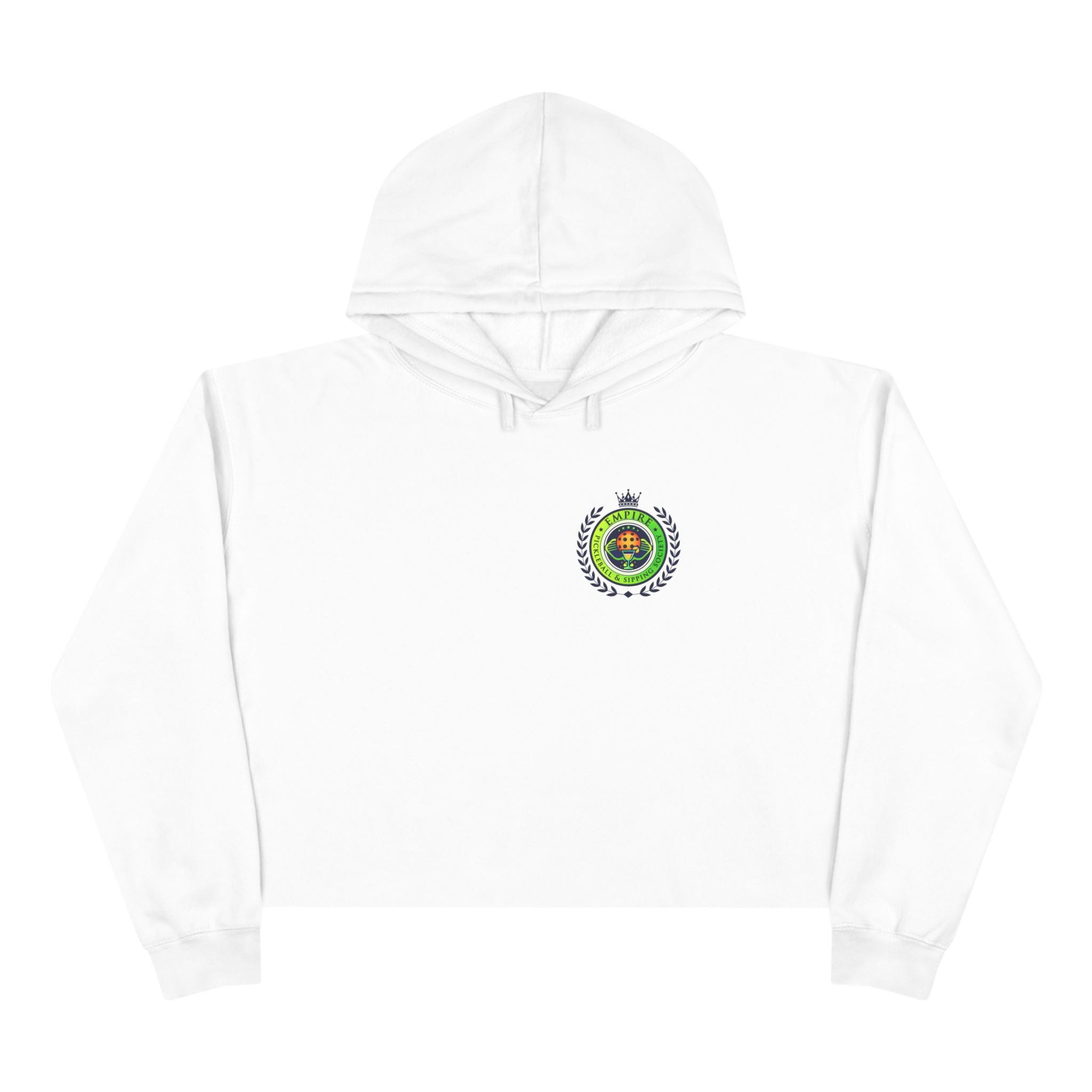 Empire Pickleball & Sipping Society Stylish Crop Hoodie with Crown Design - Perfect for Casual Days and Celebrations
